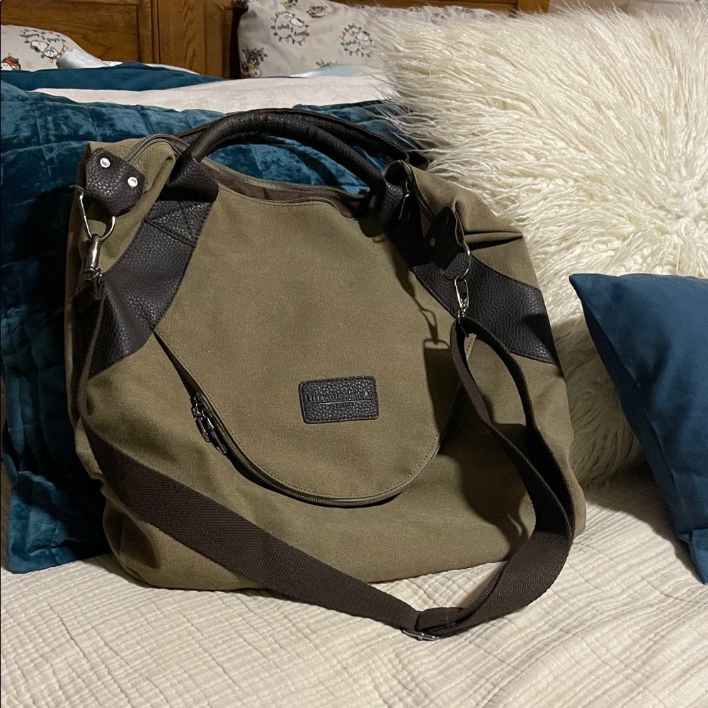 Elegant Olive and Brown Women's Satchel